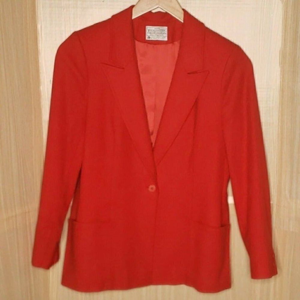 Pendleton Womens Virgin Wool Vintage Red Blazer